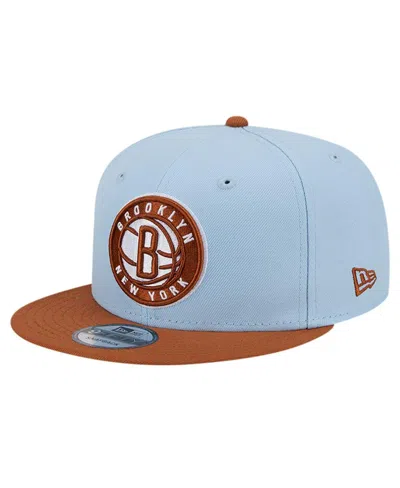 New Era Men's Light Blue/brown Brooklyn Nets 2-tone Color Pack 9fifty Snapback Hat In Light Blue,brown