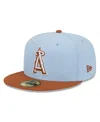 NEW ERA MEN'S LIGHT BLUE/BROWN LOS ANGELES ANGELS SPRING COLOR BASIC TWO-TONE 59FIFTY FITTED HAT