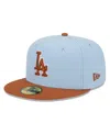 New Era Men's Light Blue/brown Los Angeles Dodgers Spring Color Basic Two-tone 59fifty Fitted Hat In Light Blue