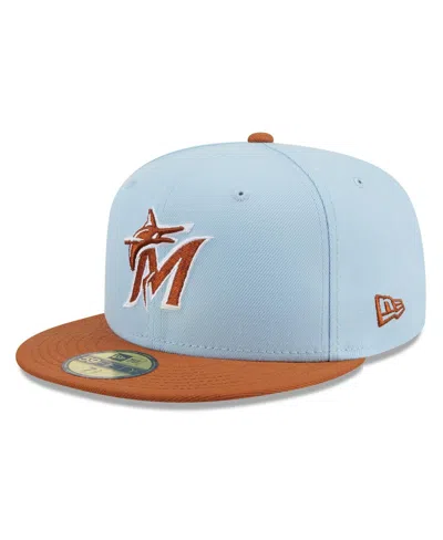 New Era Men's Light Blue/brown Miami Marlins Spring Color Basic Two-tone 59fifty Fitted Hat In Light Blue,brown