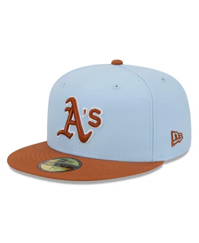 New Era Men's Light Blue/brown Oakland Athletics Spring Color Basic Two-tone 59fifty Fitted Hat In Light Blue,brown