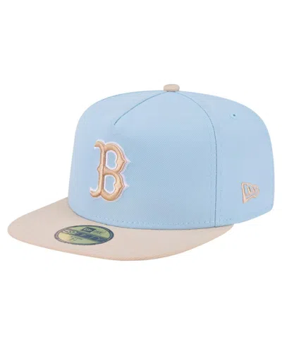 New Era Men's Light Blue/cream Boston Red Sox Two-tone Color Pack A-frame 59fifty Fitted Hat