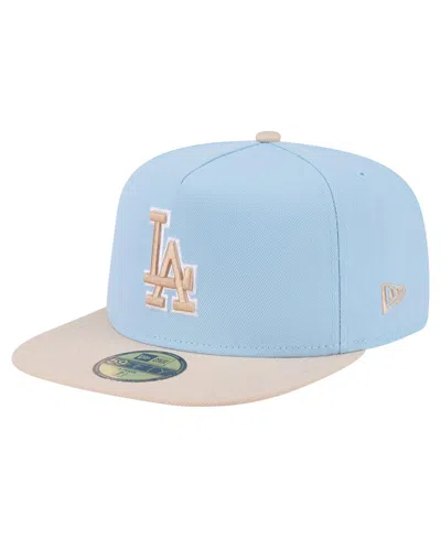 New Era Men's Light Blue/cream Los Angeles Dodgers Two-tone Color Pack A-frame 59fifty Fitted Hat