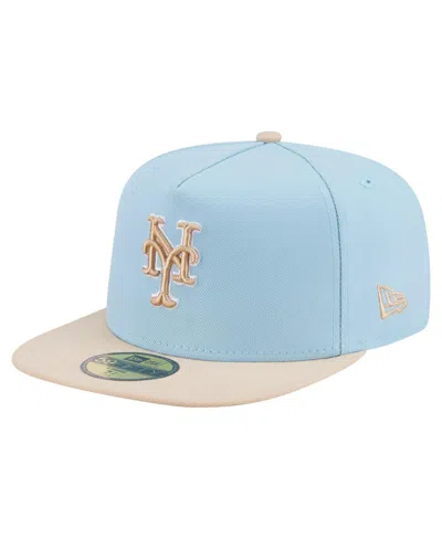 New Era Men's Light Blue/cream New York Mets Two-tone Color Pack A-frame 59fifty Fitted Hat