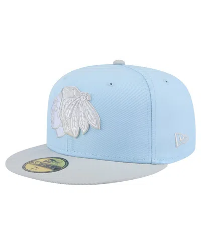 New Era Men's Light Blue/gray Chicago Blackhawks Color Pack Two-tone 59fifty Fitted Hat