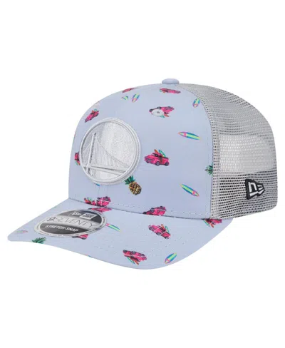New Era Men's Light Blue/gray Golden State Warriors Adventure Aloha Pattern 9seventy Stretch Snap Hat