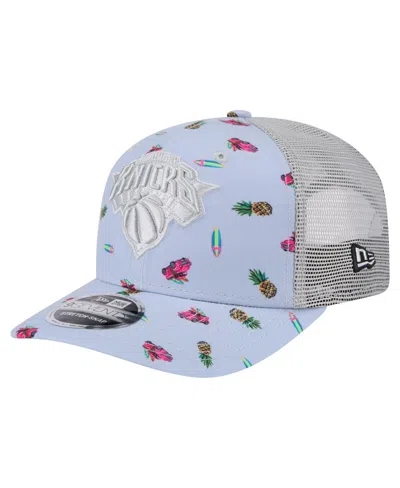 New Era Men's Light Blue/gray New York Knicks Adventure Aloha Pattern 9seventy Stretch-snap Hat