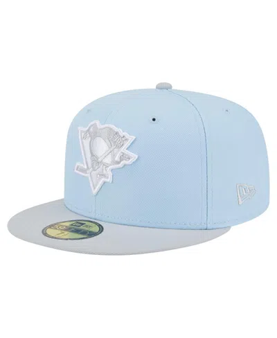 New Era Men's Light Blue/gray Pittsburgh Penguins Color Pack Two-tone 59fifty Fitted Hat