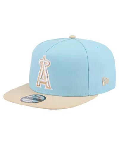 New Era Men's Light Blue/light Beige Los Angeles Angels Color Pack A-frame 9fifty Snapback Hat