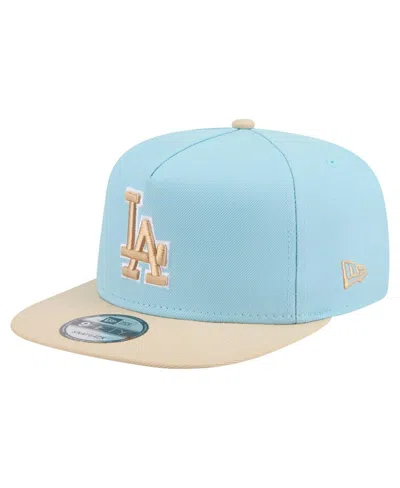 New Era Men's Light Blue/light Beige Los Angeles Dodgers Color Pack A-frame 9fifty Snapback Hat