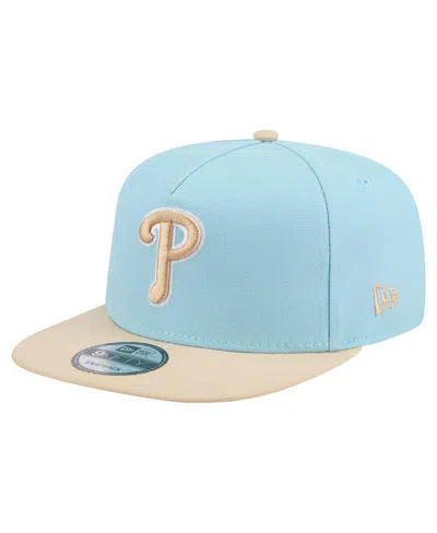 New Era Men's Light Blue/light Beige Philadelphia Phillies Color Pack A-frame 9fifty Snapback Hat