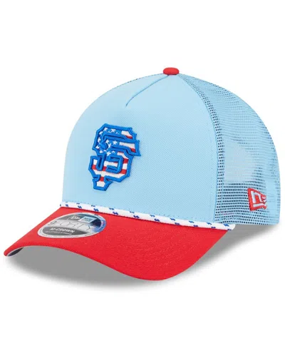 New Era Men's Light Blue/red San Francisco Giants 2025 Fourth Of July 9forty A-frame M-crown Adjustable Truc