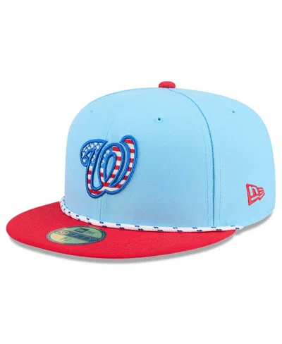 New Era Men's Light Blue/red Washington Nationals 2025 Fourth Of July 59fifty Fitted Hat In Multi