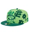New Era Men's Light Green New York Jets Leafy 9fifty Snapback Hat In Light Green