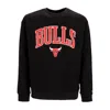 New Era Men's Lightweight Crewneck Sweatshirt Nba Applique Crew Chibul Black/front Door Red In Black