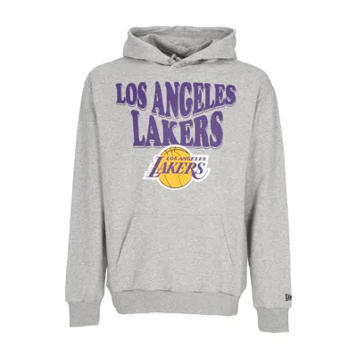 New Era Men's Lightweight Hoodie Nba Script Oversize Hoodie Loslak Heather Grey/true Purple In Multi