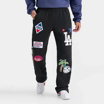 New Era Men's Los Angeles Dodgers Mlb Patch Sweatpants In Black