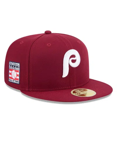 New Era Men's Maroon Philadelphia Phillies Baseball Hall Of Fame 59fifty Fitted Hat In Burgundy