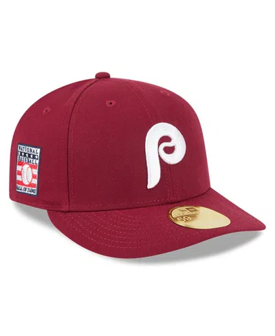 New Era Men's Maroon Philadelphia Phillies Baseball Hall Of Fame 59fifty Low Profile Fitted Hat In Burgundy