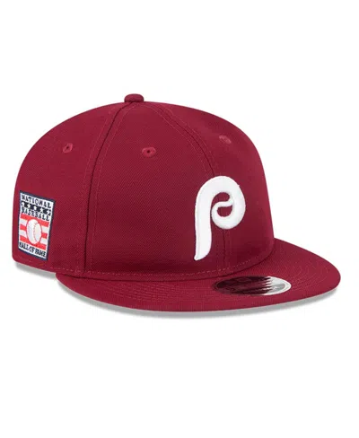New Era Men's Maroon Philadelphia Phillies Baseball Hall Of Fame Retro Crown 9fifty Adjustable Hat In Burgundy