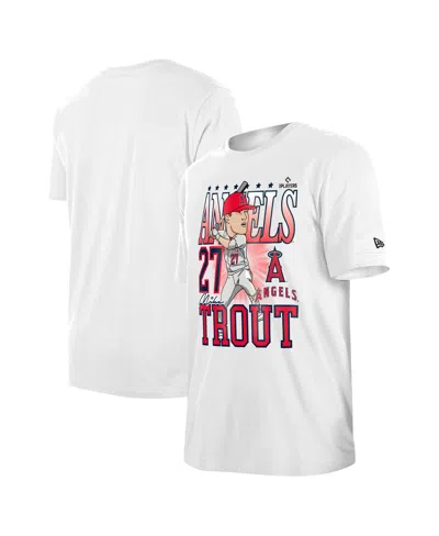 New Era Men's Mike Trout White Los Angeles Angels Caricature T-shirt