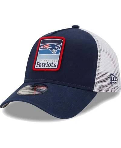 New Era Men's Navy And White New England Patriots Gradient Trucker 9forty Snapback Hat In Navy,white