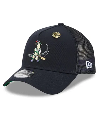 New Era Men's Navy Atlanta Braves 2025 Big League Chew A-frame 9forty Adjustable Trucker Hat In Blue