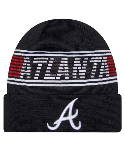 New Era Men's Navy Atlanta Braves Authentic Collection Cuffed Knit Hat In Blue