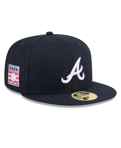 New Era Men's Navy Atlanta Braves Baseball Hall Of Fame 59fifty Fitted Hat In Blue