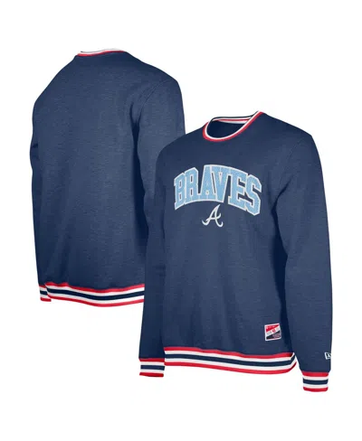 New Era Men's Navy Atlanta Braves Father's Day Pullover Sweatshirt In Blue