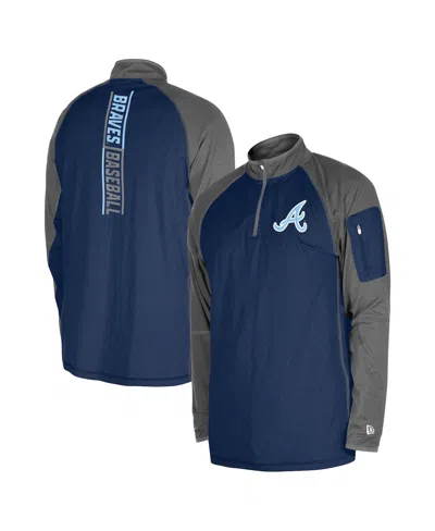 New Era Men's Navy Atlanta Braves Father's Day Raglan Quarter-zip Top