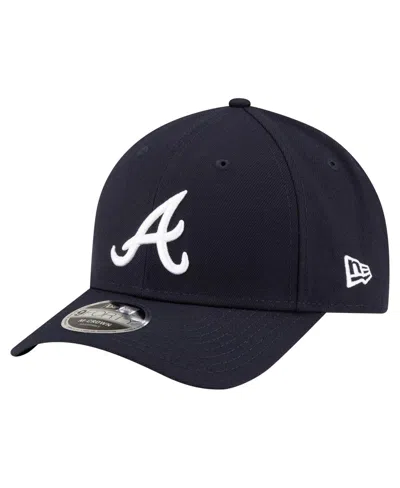 New Era Men's Navy Atlanta Braves Player Replica 9forty Adjustable Hat In Black