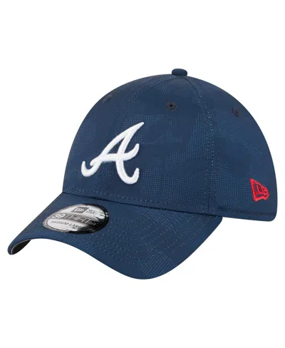 New Era Men's Navy Atlanta Braves Tonal Camo 39thirty Flex Hat In Blue