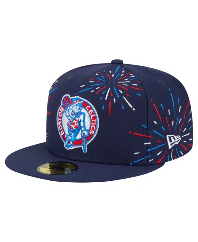 New Era Men's Navy Boston Celtics Americana Fireworks 59fifty Fitted Hat In Blue