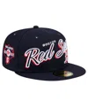 New Era Men's Navy Boston Red Sox Script Sided 59fifty Fitted Hat In Navy