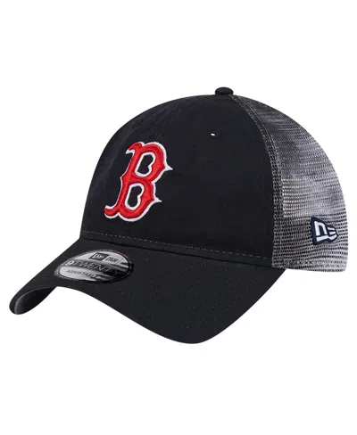 New Era Men's Navy Boston Red Sox Team Slick Trucker 9twenty Adjustable Hat