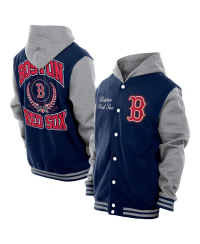 New Era Men's Navy Boston Red Sox Throwback Prep Full-snap Hoodie Jacket In Blue