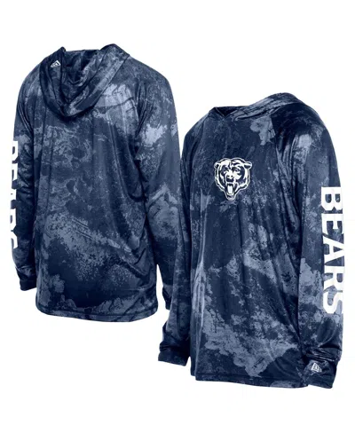 New Era Men's Navy Chicago Bears Realtree Xtreme Camo Raglan Long Sleeve Hooded Top In Blue