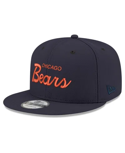 New Era Men's Navy Chicago Bears Script 9fifty Snapback Hat In Blue