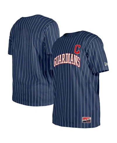 New Era Men's Navy Cleveland Guardians Throwback Pinstripe T-shirt In Blue