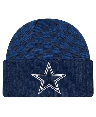 New Era Men's Navy Dallas Cowboys Checkered Cuffed Knit Hat In Blue