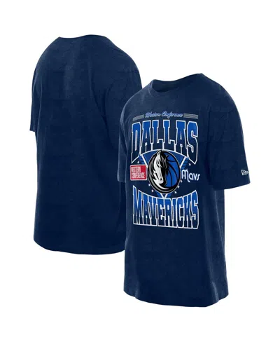 New Era Men's Navy Dallas Mavericks Boxy Old School Sport Vintage Wash T-shirt In Blue