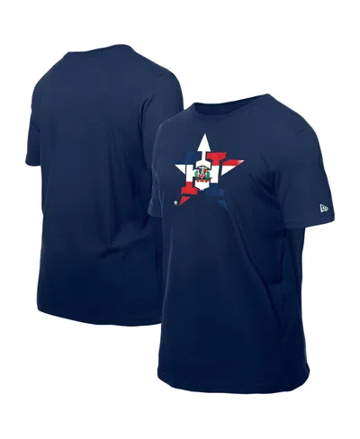 New Era Men's Navy Houston Astros Dominican Republic Flag Logo T-shirt In Black