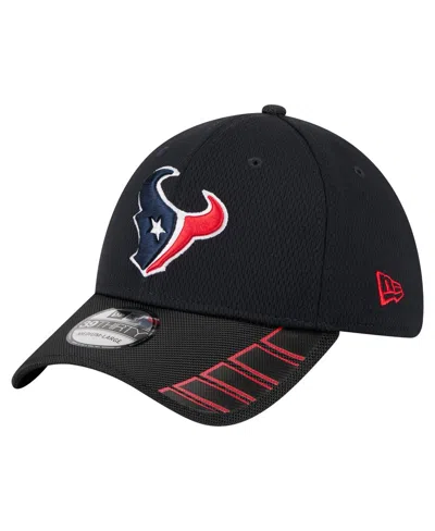 New Era Men's Navy Houston Texans Visor Hit 39thirty Flex Hat In Black