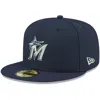 New Era Men's Navy Miami Marlins Logo White 59fifty Fitted Hat In Navy