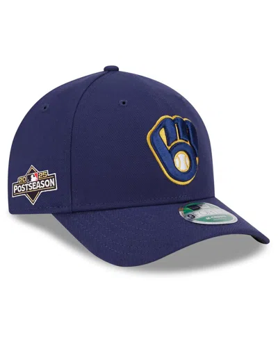New Era Men's Navy Milwaukee Brewers 2025 Mlb Postseason Side Patch 9forty Adjustable Hat In Blue