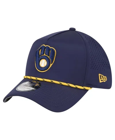 New Era Men's Navy Milwaukee Brewers 39thirty A-frame Perforated Flex Hat In Blue