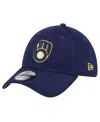 New Era Men's Navy Milwaukee Brewers 2024 Mlb Postseason Side Patch 9forty Adjustable Hat In Navy