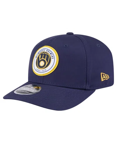 New Era Men's Navy Milwaukee Brewers Circle Patch 9seventy Stretch-snap Hat In Blue