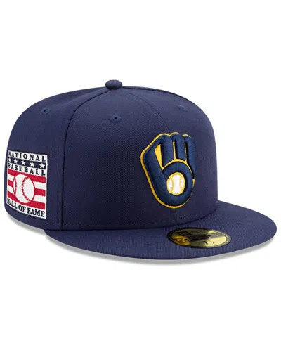 New Era Men's Navy Milwaukee Brewers National Baseball Hall Of Fame 59fifty Fitted Hat